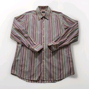 Paul Smith London Shirt Men 42 XL Signature Stripes LS Collar Cotton Party Italy